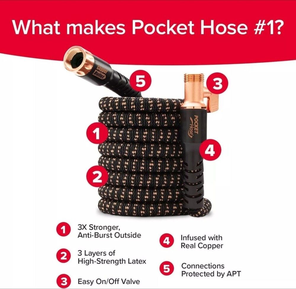Share Pocket Hose Copper Bullet Expandable 25 Ft with Thumb Nozzle As Seen on TV - Picture 6 of 10